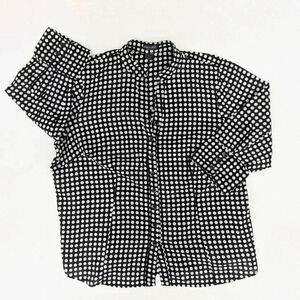 Ecologie Black And White Polka Dot Cotton Shirt Size 1X 3/4 Sleeves.